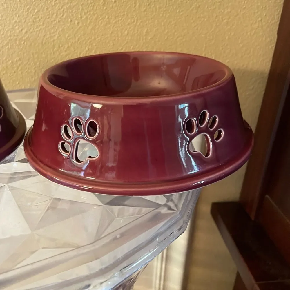 Top Paw Purple Plum Stoneware Dog Bowls